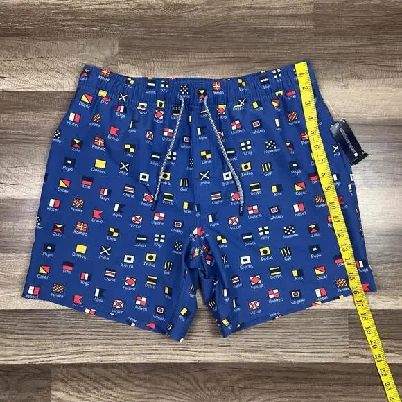 Reyn Spooner Charlie Foxtrot Maritime Signal Flags Swim Shorts 7” Inseam Sz M